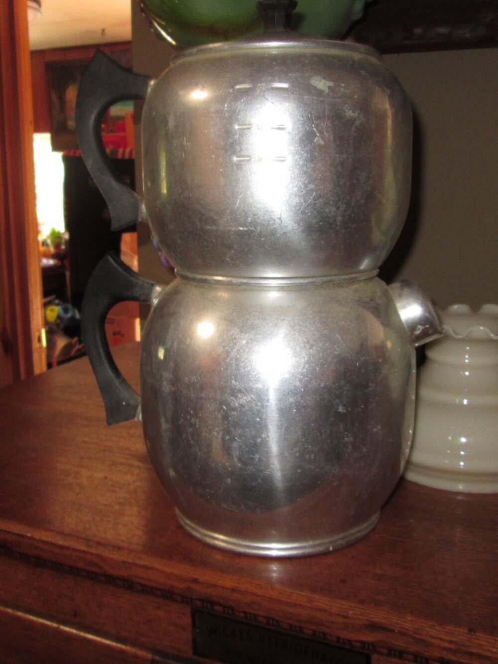 Rare West Bend 18 cup aluminum vtg 2 part quik drip best ever coffee stove top